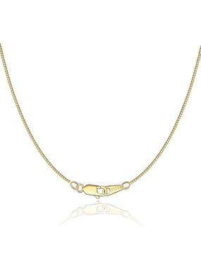 18K Gold Plated Sterling Silver Box Chain Necklace for Women - Thin & Strong